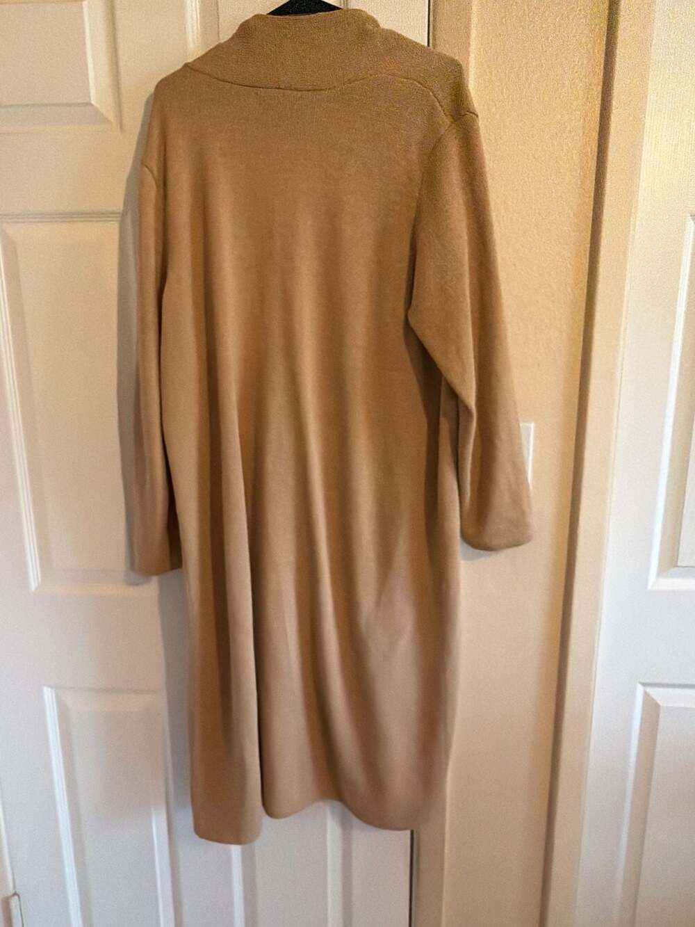 Lauren Ralph Lauren Tan Geometric Pattern Open Front Long Cardigan - Picture 6 of 9
